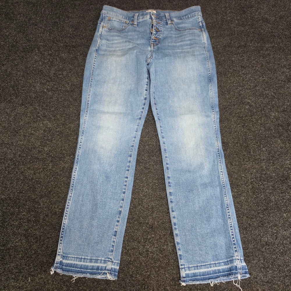 J.Crew Denim High Rise Straight Leg Jeans Light Wash Button Fly Size 27